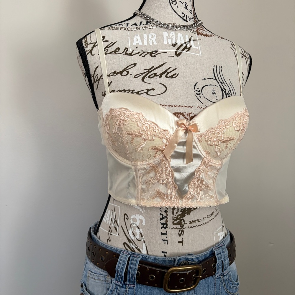 cream lace mesh coquette girl bralette top